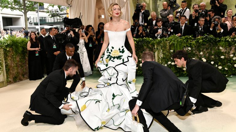 Gigi Hadid attends The Metropolitan Museum of Art&#39;s Costume Institute benefit gala celebrating the opening of the "Sleeping Beauties: Reawakening Fashion" exhibition on Monday, May 6, 2024, in New York. (Photo by Evan Agostini/Invision/AP)