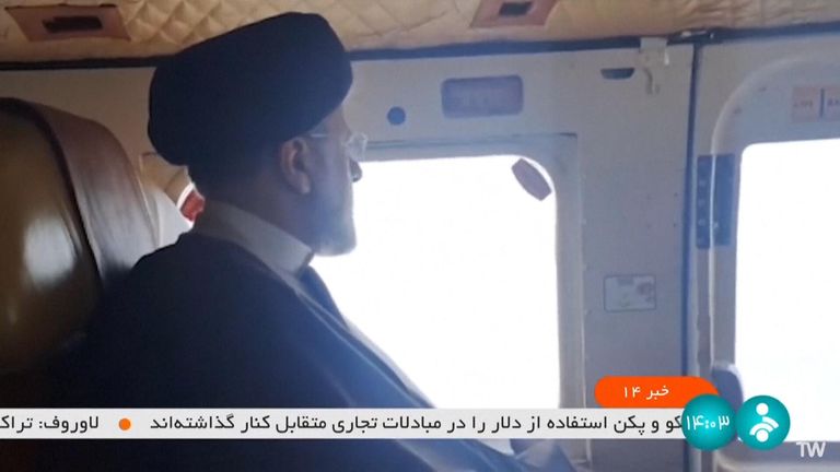 Iranian TV showed the president on board the helicopter