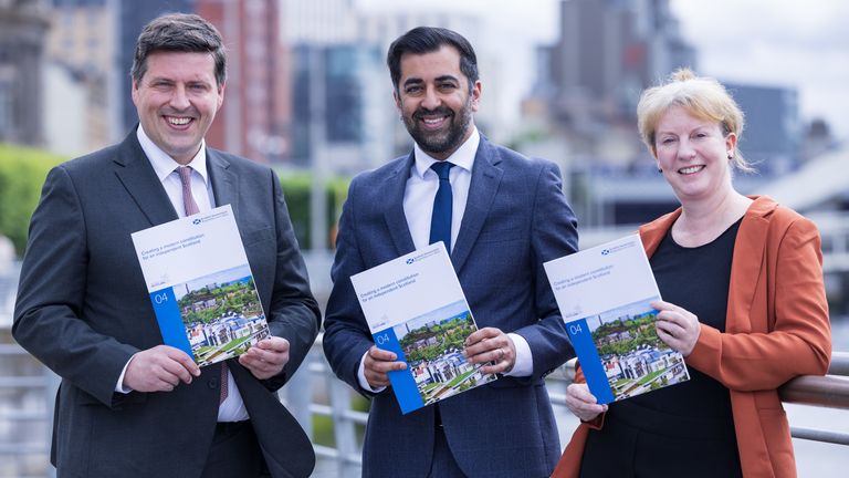 Jamie Hepburn, then minister for independence, pictured last summer alongside then first minister Humza Yousaf and then deputy first minister Shona Robison. Pic: PA