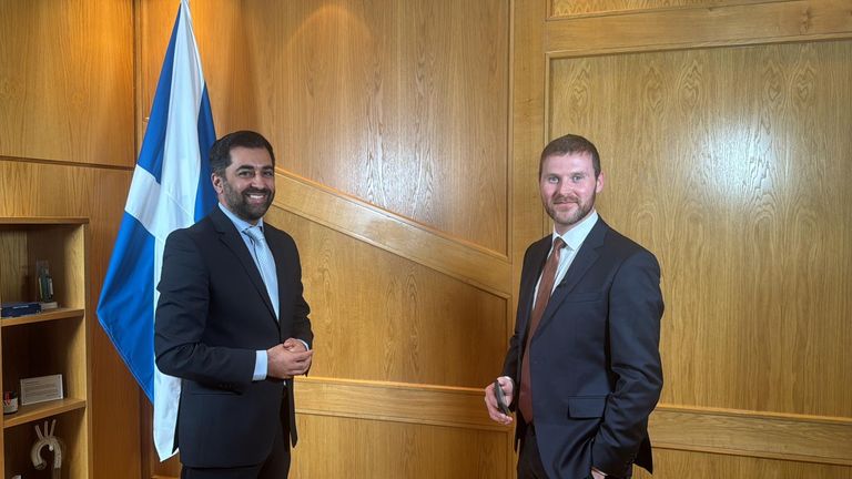 First Minister Humza Yousaf and Sky&#39;s Scotland correspondent Connor Gillies