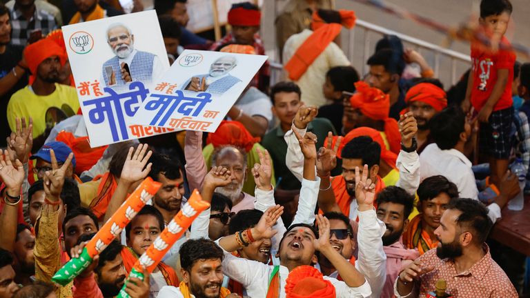 Some of Modi&#39;s supporters during a recent campaign rally. Pic: Reuters