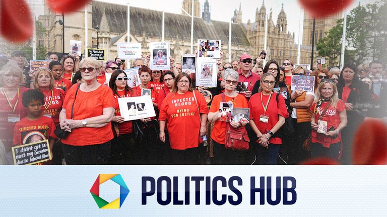 Infected blood campaigners meeting in Parliament Square in London ahead of the publication of the final report into the scandal. They will hold a minute of silence in remembrance of the people who have lost their lives because of this scandal. Picture date: Sunday May 19, 2024