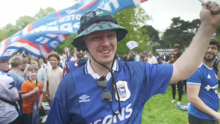 Adam Conuel, an Ipswich Town fan, described being emotional during the celebrations after his grandfather, a lifelong supporter, was absent following his death shortly before their turnaround.