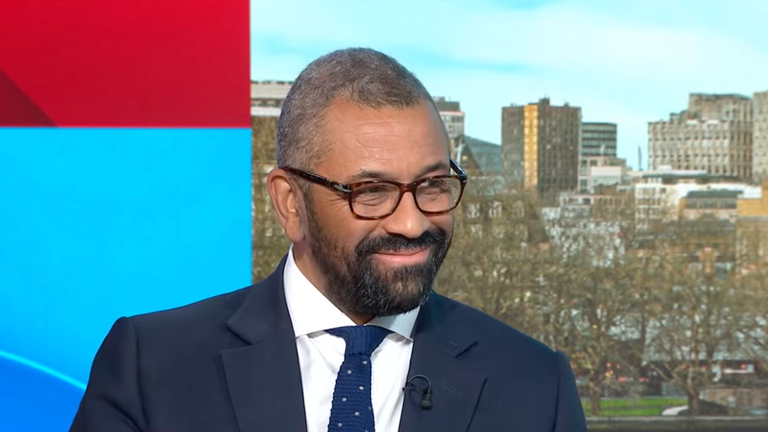 James Cleverly speaking to Trevor Phillips on Sky News