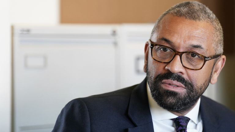 James Cleverly on a visit to a police station in May. Pic: PA