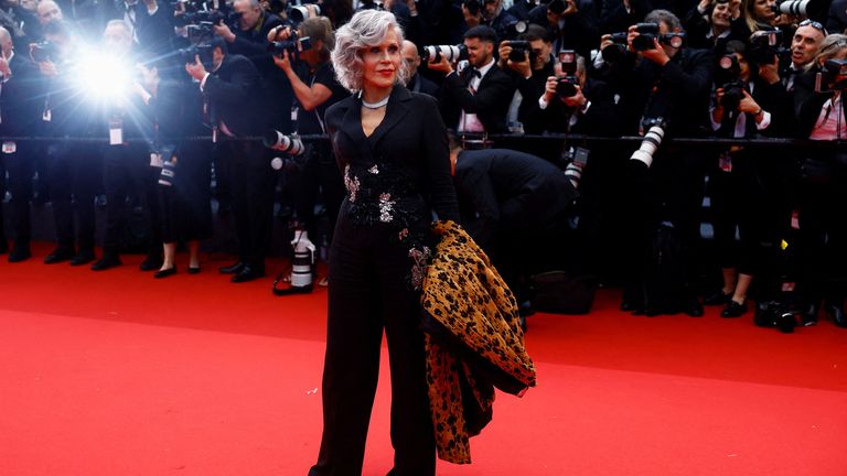 Jane Fonda poses on the red carpet during arrivals for the opening ceremony and the screening the film "Le deuxieme acte" in Cannes, France, May 14, 2024. Pic: Reuters