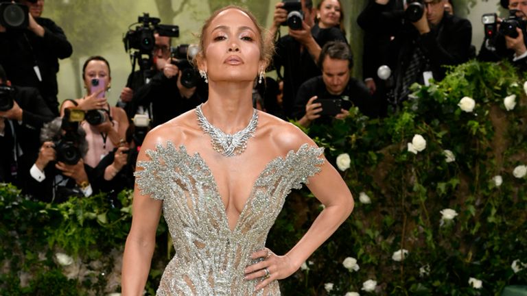 Jennifer Lopez attends the Metropolitan Museum of Art's Costume Institute benefit gala celebrating the opening of the "The Sleeping Beauties: the awakening of fashion" exhibition on Monday, May 6, 2024, in New York.  (Photo by Evan Agostini/Invision/AP)
