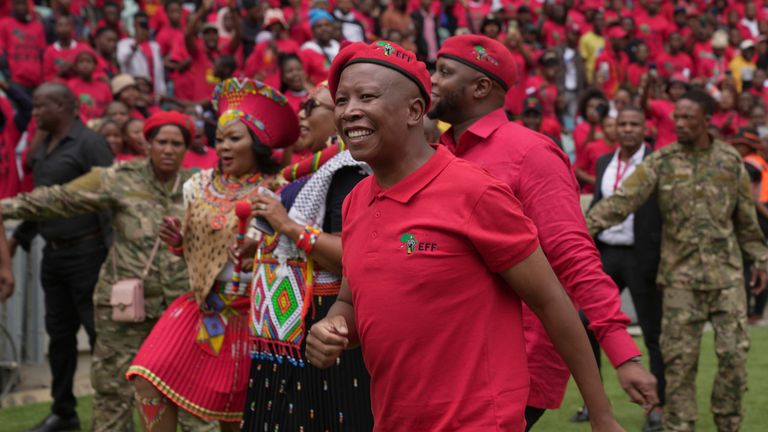 Julius Malema at his party's manifesto launch in Durban in February. Pic: AP