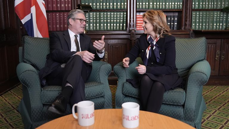 Keir Starmer and Natalie Elphicke in his parliamentary office in the House of Commons.
Pic: PA