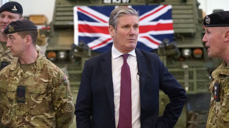 Sir Keir Starmer during a visit to Tapa Military Base in Estonia, where British armed forces are deployed as part of NATO commitments. Pic: PA