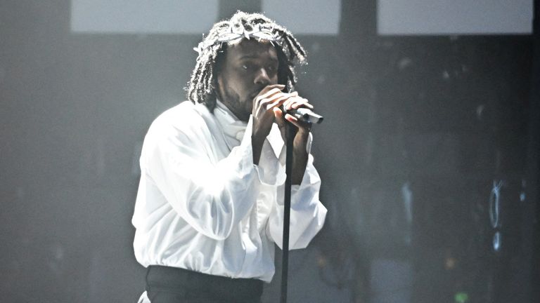 Kendrick Lamar performs on the Pyramid stage at Worthy Farm in Somerset during the Glastonbury Festival in 2022. Pic: Reuters