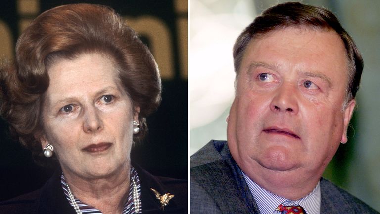 Margaret Thatcher  and Kenneth Clarke. Pic: Reuters/PA