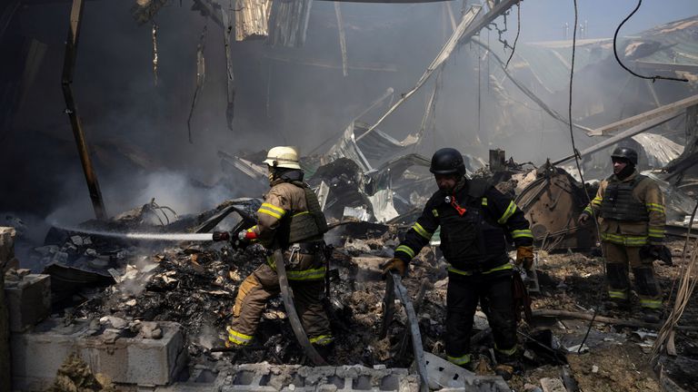 Pic: Reuters
Firefighters work at compound of a printworks hit by Russian missile strikes, amid Russia&#39;s attack on Ukraine, in Kharkiv, Ukraine May 23, 2024. REUTERS/Valentyn Ogirenko