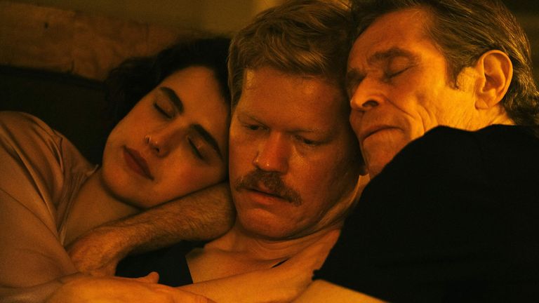 Margaret Qualley, Jesse Plemons and Willem Dafoe in Kinds Of Kindness. Pic: Searchlight Pictures
