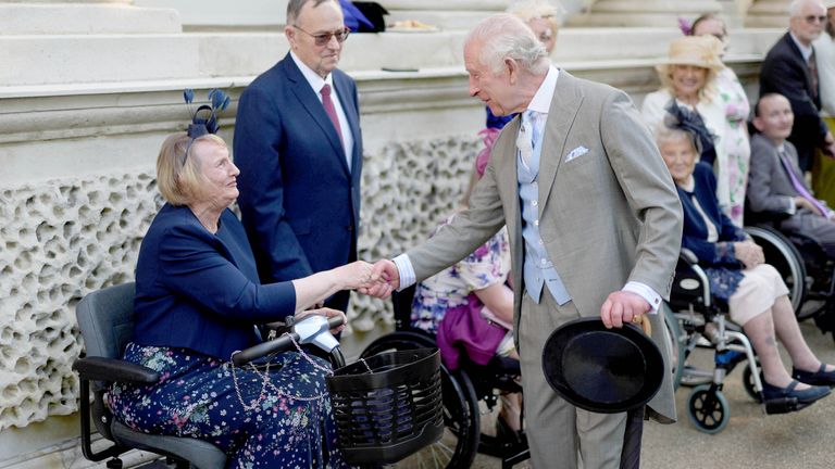 King Charles speaks to guests at a Royal Garden Party.  PA Photo