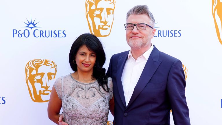 Konnie Huq and Charlie Brooker attending the BAFTA TV Awards. Pic: Ian West/PA
