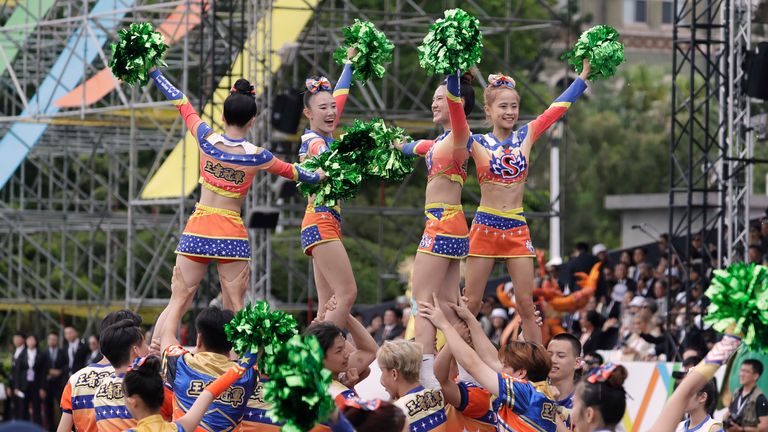 Dancers perform during the inauguration ceremony of Taiwan's President Lai Ching-te in Taipei.  Photo: AP