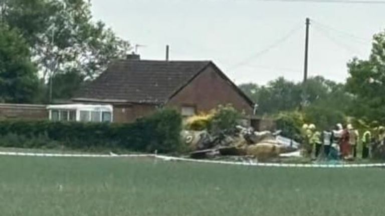The scene at RAF Coningsby where a pilot died in a Spitfire crash.