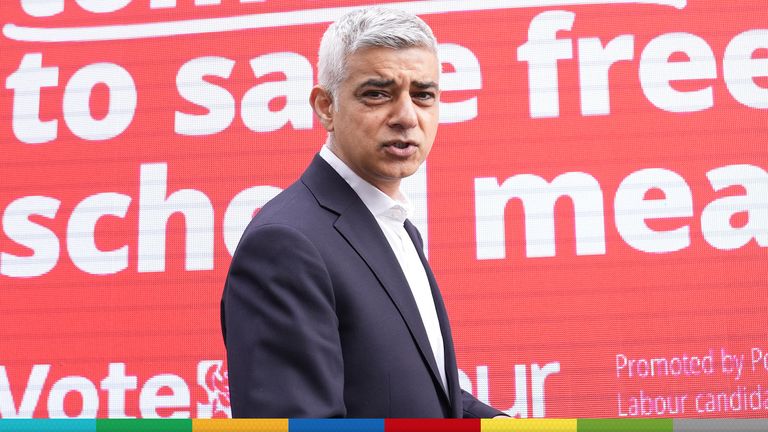 Pic: PA
Current Mayor of London and Labour party candidate Sadiq Khan at the launch of an advertising van for his campaign ahead of the London Mayoral election on Thursday. Picture date: Wednesday May 1, 2024.
