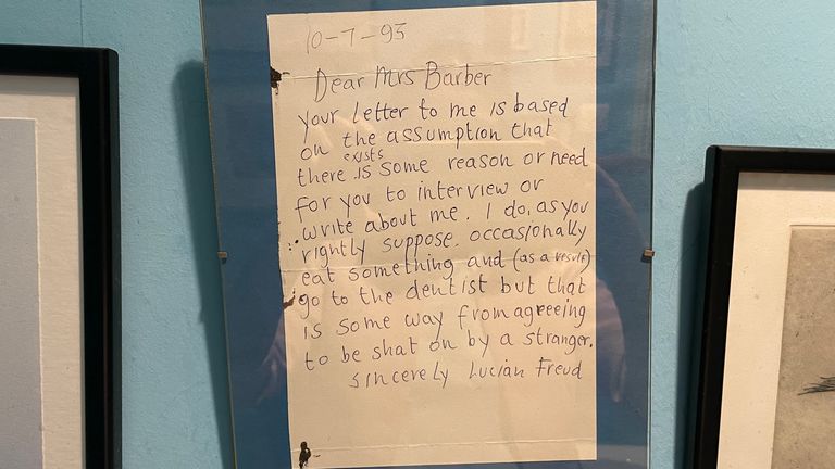 A letter to Barber from Lucian Freud