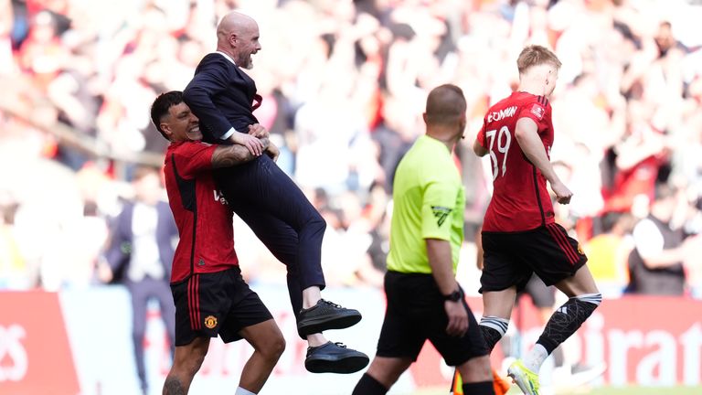 Manchester United manager Erik ten Hag after the FA Cup final. Photo: PA