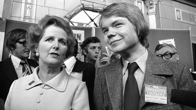 Conservative party leader Margaret Thatcher with 16 year old Rother Valley schoolboy, William Hague..

Pic:PA