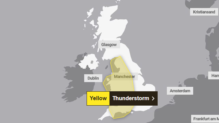 The weather warning for Sunday 12 May. Pic: Met Office