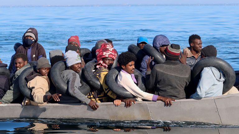 Migrants spotted by Tunisian coast guards at sea during their attempt to cross to Italy last year. File Pic: Reuters
