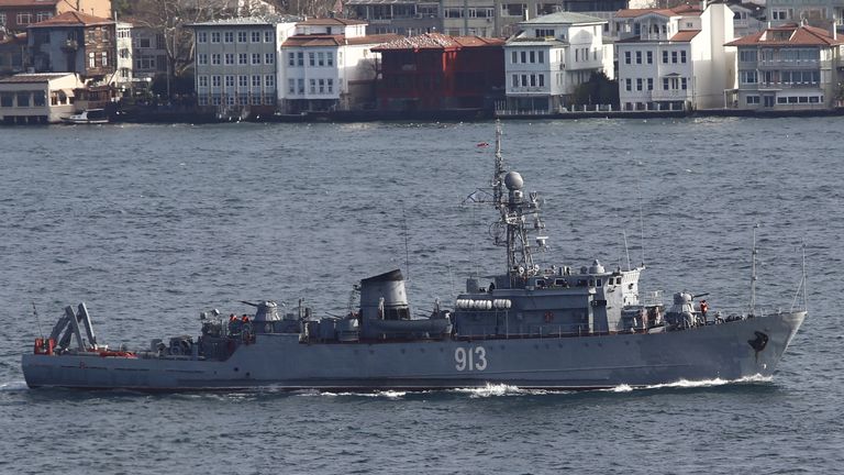 Russia's minesweeper Kovrovets of the Black Sea Fleet. File pic: Reuters