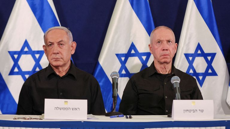 Israeli prime minister Benjamin Netanyahu and defence minister Yoav Gallant. Pic: Reuters