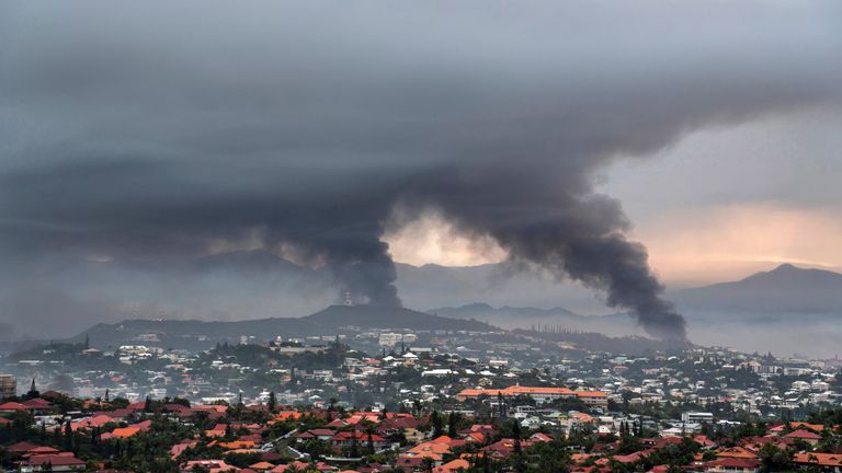 Smoke rises during protests in Noumea, New Caledonia, Wednesday May 15, 2024. 
Pic AP