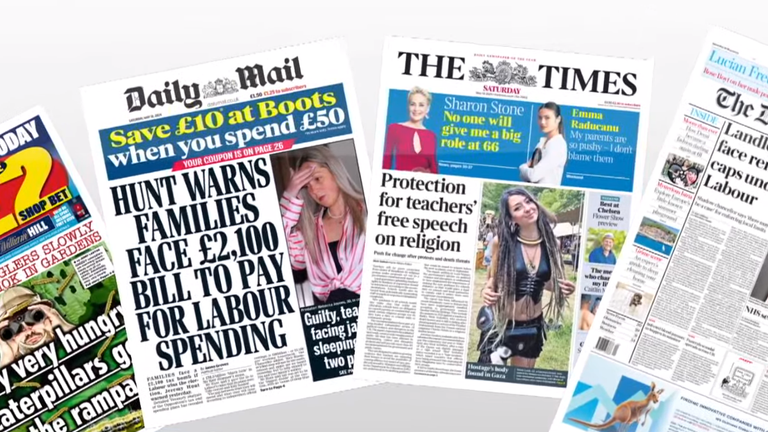 Press Preview: Saturday's front pages | News UK Video News | Sky News