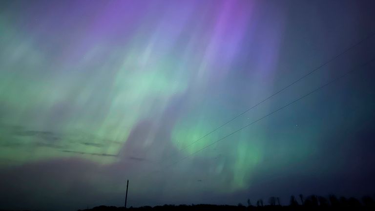 Northern lights glow near Kroschel, Minnesota, US. Pic: AP