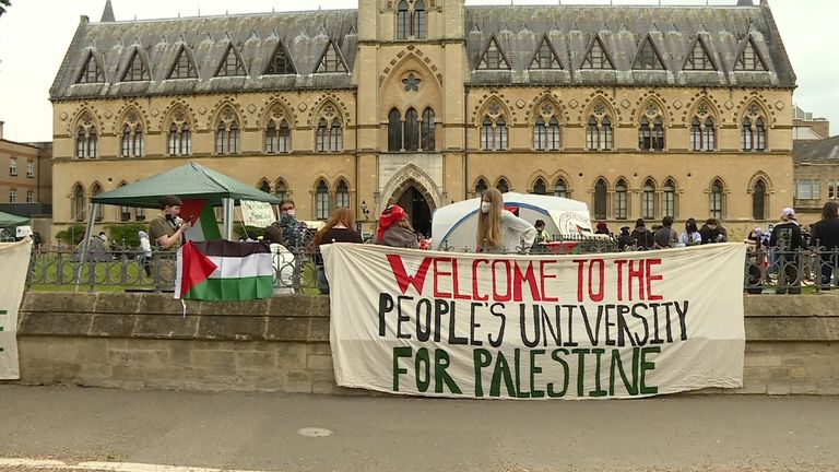 Oxford University students set up protest, saying &#39;what is happening right now in Gaza is monstrous&#39;