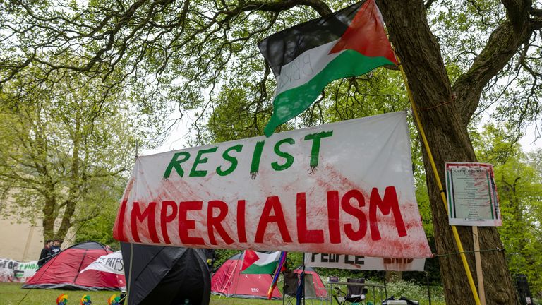 Pro-Palestine Activists Encampment At University Of Bristol ** STORY AVAILABLE, CONTACT SUPPLIER** Where: Bristol, United Kingdom When: 03 May 2024 Credit: Yat Him Wong/Cover Images  (Cover Images via AP Images)