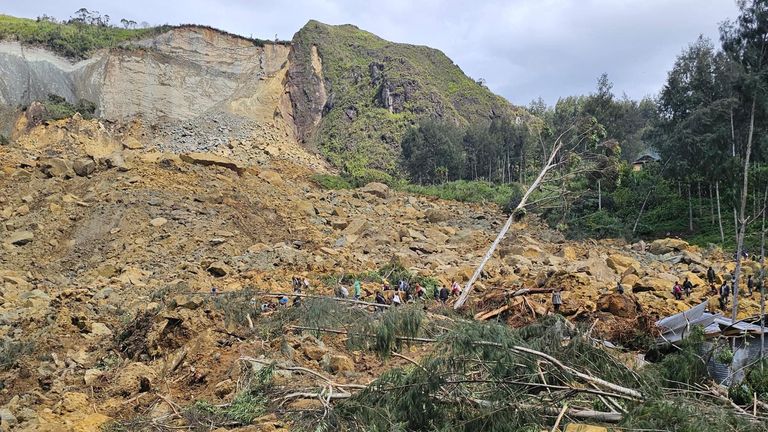 View of the damage after a landslide in Maip Mulitaka, Enga province, Papua New Guinea May 24, 2024 in this obtained image. Emmanuel Eralia via REUTERS THIS IMAGE HAS BEEN SUPPLIED BY A THIRD PARTY. MANDATORY CREDIT. NO RESALES. NO ARCHIVES.?