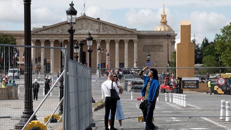 Area around Paris's Place de la Concorde cordoned off for the Olympics. Pic: Reuters