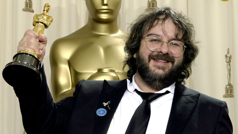 Lord Of The Rings director Peter Jackson with one of his Oscar statues in 2004. Pic: Reuters