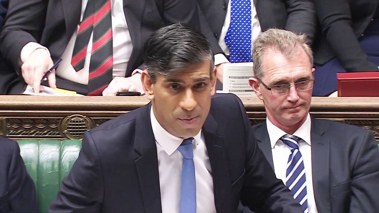 Prime minister Rishi Sunak answers questions in the House of Commons