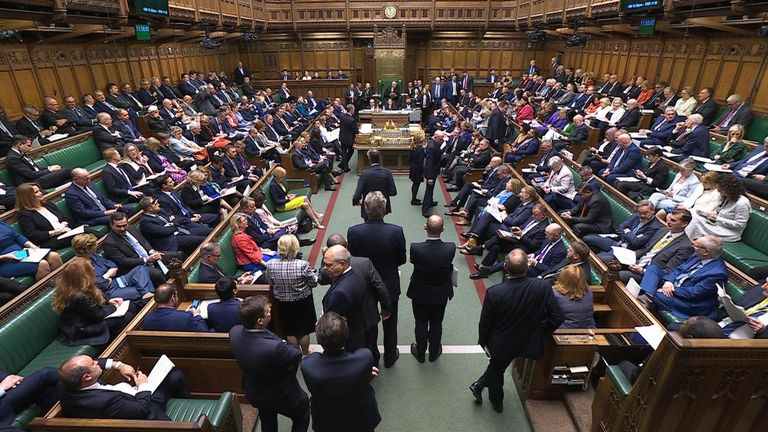 Deflected Tory MP crosses floor to Labour in House of Commons
