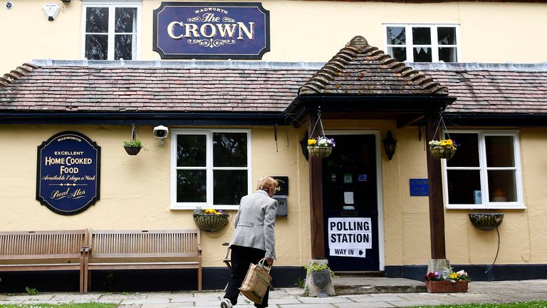 A pub being used as a polling station. Pic: Reuters