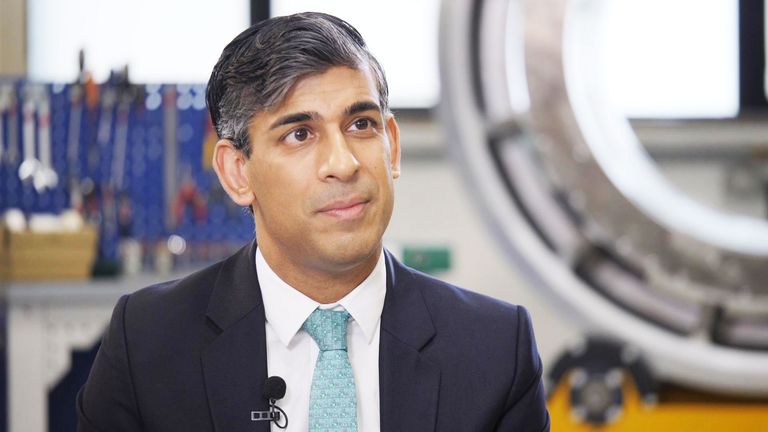 Prime minister Rishi Sunak MP speaks to Sky News&#39; Ed Conway