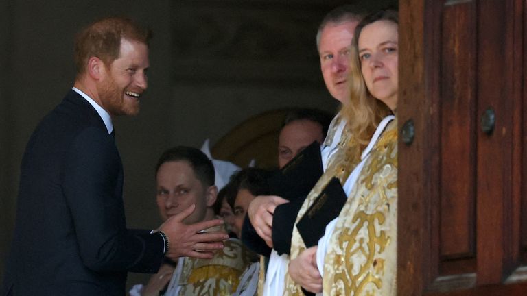 Prince Harry arrives to attend the Invictus Games Foundation 10th Anniversary Service of Thanksgiving at St Paul’s Cathedral