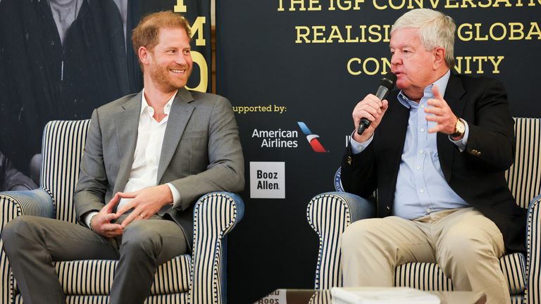 Prince Harry and Sir Keith Mill.
Pic: Getty Images for The Invictus Games Foundation