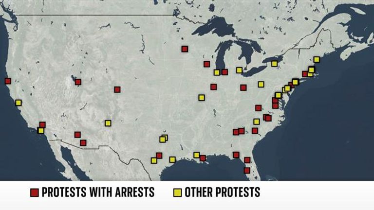 Map of protests at US universities 02/05/2024