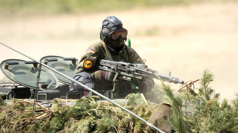 Pic: Reuters
German army serviceman participates in Quadriga 2024 military exercise in Pabrade, Lithuania May 29, 2024