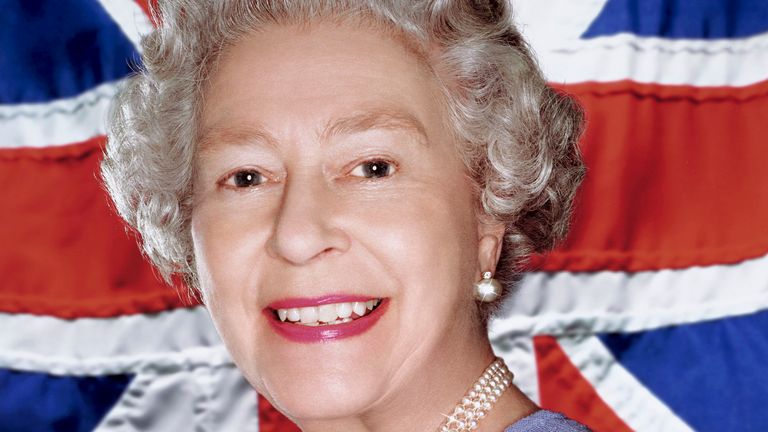 Queen Elizabeth II pictured with the union flag. Pic: Rankin