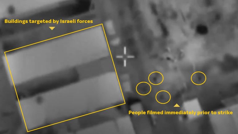 People visible in IDF footage of area targeted. Pic: IDF