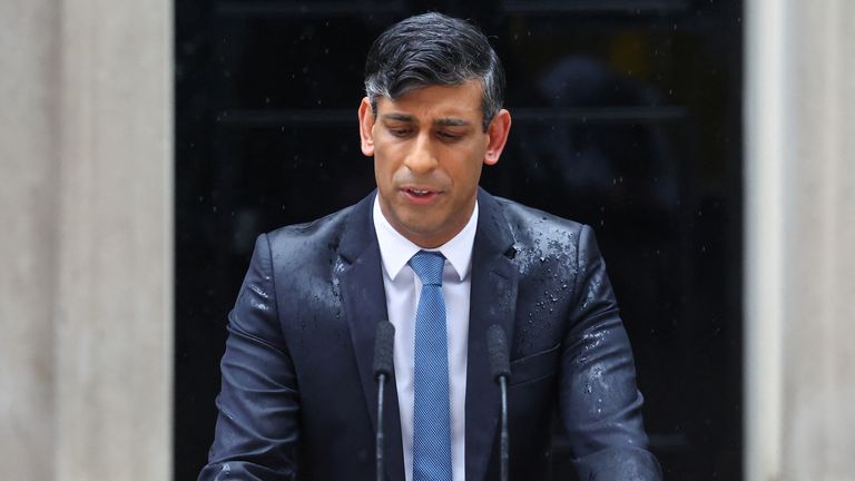 Rishi Sunak delivers a speech calling a general election.
Pic Reuters
