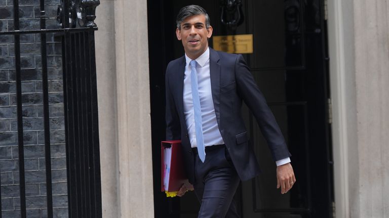 Pic: Yui Mok/PA 
Prime Minister Rishi Sunak departs 10 Downing Street, London, to attend Prime Minister&#39;s Questions at the Houses of Parliament.  Picture date: Wednesday May 15, 2024. PA Photo. Photo credit should read: Yui Mok/PA Wire 